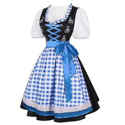 Karneval Oktoberfestbier Kostüm Kleid Dirndl Dienstmädchen Bayerisch Wiesn Damen Party Bier Festival Stoff im traditionellen Stil Image