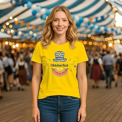 Oktoberfest Bier T-Shirt Bayerisch München Deutsch Grafik Für Damen Erwachsene Oktoberfestbier Heißprägen Alltagstauglich Image