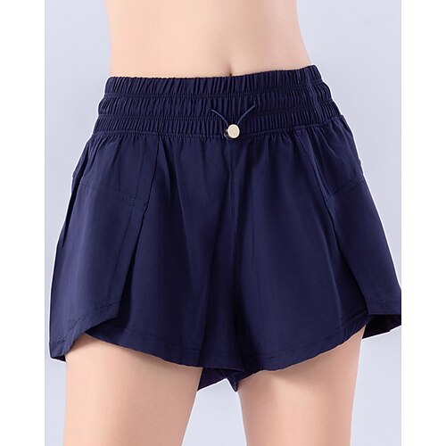 Damen Einfarbig Lässiger Rock Tennishose Kordelzug Tasche Schnelltrocknend Tennis Golfspiel Pickleball Marineblau Schwarz Weiß Tennisbekleidung Image