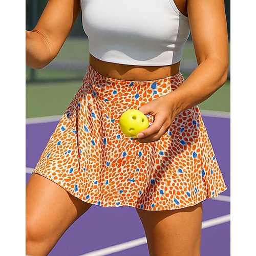 Damen Blumenmuster Lässiger Rock Tennisröcke mit Shorts Drucken Atmungsaktiv Tennis Golfspiel Badminton Leicht Grün Blau Orange Tennisbekleidung Image