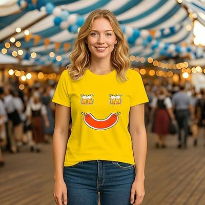Oktoberfest Bier T-Shirt Bayerisch München Deutsch Grafik Für Damen Erwachsene Oktoberfestbier Heißprägen Alltagstauglich Image