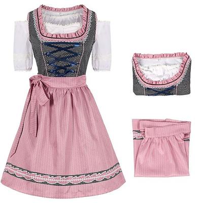 Karneval Oktoberfestbier Kostüm Kleid Dirndl Dienstmädchen Bayerisch Wiesn Damen Party Bier Festival Stoff im traditionellen Stil Image