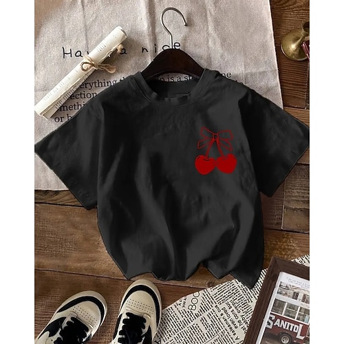 Mädchen 3D Herz T-Shirt Kurzarm Sommer Frühling Mode Basic Kinder 4-12 Jahre Rundhalsausschnitt Outdoor Lässig Täglich Normale Passform Image