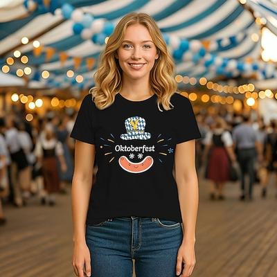 Oktoberfest Bier T-Shirt Bayerisch München Deutsch Grafik Für Damen Erwachsene Oktoberfestbier Heißprägen Alltagstauglich Image