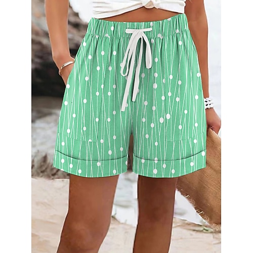 Damen Chinos Shorts Urlaub Vintage Lässig Kurz Mittlere Taille Grafik Gestreift Kordelzug Elastischer Bund Täglich Urlaub Amethyst Rubinrot Grün Khaki Sommer Frühling Normale Passform Image