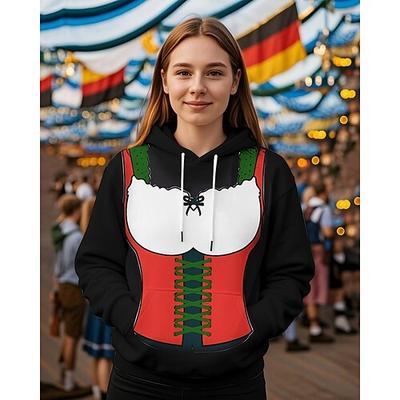 Oktoberfestbier Kapuzensweatshirt Druck Fronttasche Grafik Für Damen Erwachsene Karneval Oktoberfestbier 3D-Druck Urlaub Party Image