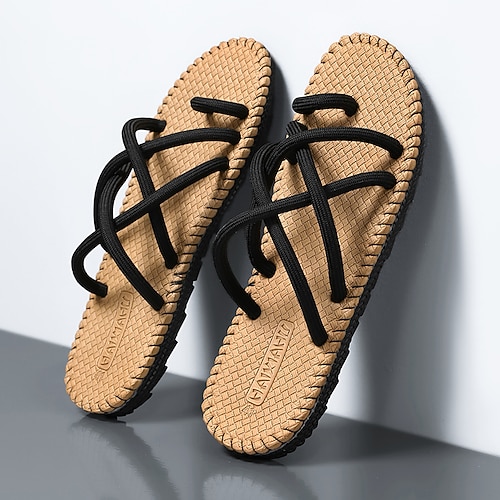 Schwarz-weiße Riemchensandalen für Herren, leicht und stylisch mit flexibler Passform, perfekt für den Alltag, lässige Outdoor-Abenteuer und den Urlaub Image