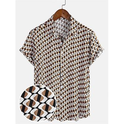 Retro Vintage 1970er Hemd Disco Geometrisch Psychedelisch Herren Halloween Karneval Musikfestival Pride Parade Pride-Monat Erwachsene Hemd Image