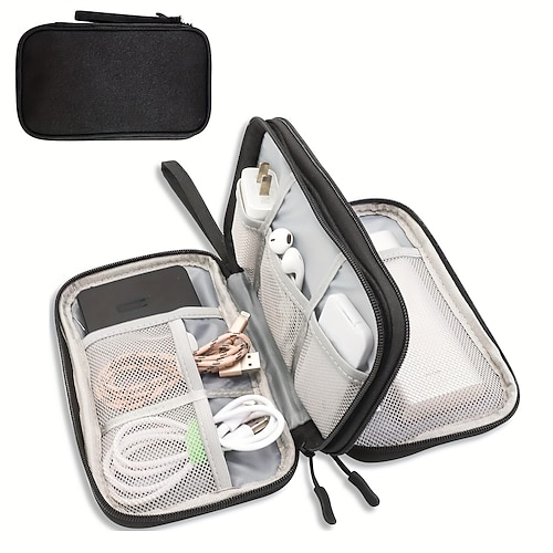 Organizzatore di dispositivi elettronici, borsa portaoggetti per accessori da viaggio, borsa organizer per cavi portatile per cavi, caricabatterie, adattatori, dischi rigidi, schede SD