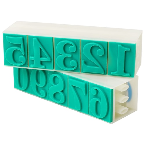 Zahlenstempel-Set mit Gummikopf – große, abnehmbare Stempel mit arabischen Ziffern (0–9), Kombinationszahlenstempel zum Basteln von Karten Image