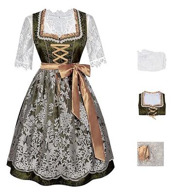 Karneval Oktoberfestbier Kostüm Kleid Dirndl Dienstmädchen Bayerisch Wiesn Damen Party Bier Festival Stoff im traditionellen Stil Image