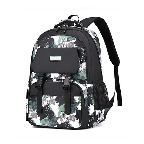 wasserabweisender Herren-Rucksack mit Camouflage-Print, mehreren Fächern und gepolsterten Riemen – trendige Schultasche mit großem Fassungsvermögen für Teenager und Outdoor-Sportreisen Image