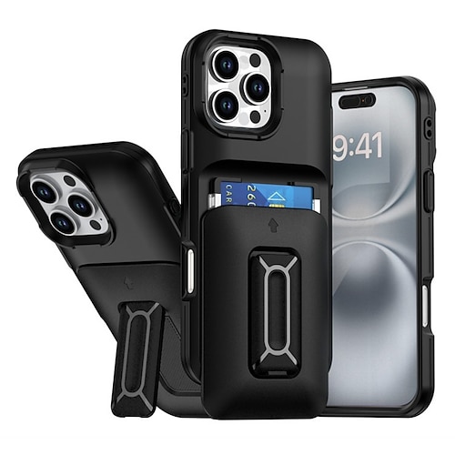 Handy Hülle Handyhüllen Für iPhone 16 15 14 Pro Max Plus 16e 13 12 11 Pro Max Rückseite Mit Ständer Stoßfest PC Image