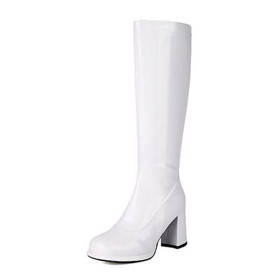 Retro Vintage 1970er Groovy Schuhe Gogo Stiefel Disco Lack-Latex glänzend Metallisch Damen Halloween Karneval Musikfestival Pride Parade Retro-Mottoparty Erwachsene Schuhe Image