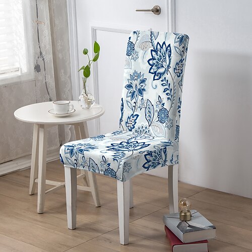 Stuhlbezug für Esszimmerstühle, Stuhlbezug für Hocker, geometrisch bedruckte Polyester-Schonbezüge Image