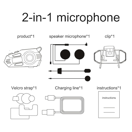 K09-Helm-Bluetooth-Kopfhörer mit Echtzeit-Gegensprechanlage, FM-Radio, Rauschunterdrückung, IPX8-Wasserdichtigkeit, langer Akku für Motorradfahrten Image