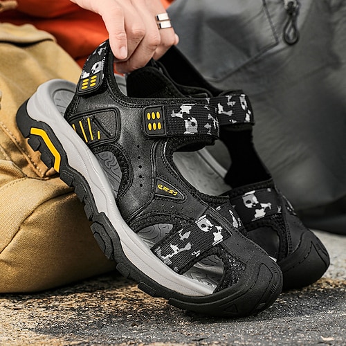 Herren-Outdoor-Wandersandalen im Camouflage-Muster mit verstellbaren Riemen und gepolsterter, rutschfester Sohle, robuster Stil für Erwachsene, ideal zum Campen, für Sommerwanderungen und Walderkundungen Image