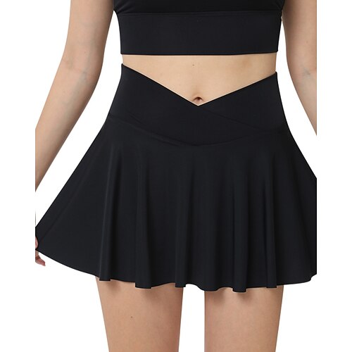 Damen Einfarbig Lässiger Rock Tennisröcke mit Shorts Gerafft Feuchtigkeitsableitend Atmungsaktiv Tennis Golfspiel Pickleball Schwarz Weiß Rosa Tennisbekleidung Image