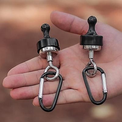 2 Sätze starker Magnethaken mit Zugkraft, Seltenerd-Magnethaken mit Senkloch, Ösenschraube zum Aufhängen von Campingleuchten im Freien, Dachfenster-Zeltbefestigungshaken mit Bergsteigerschnalle, Image