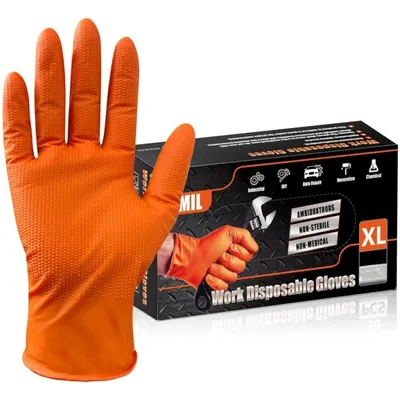 10/50PCS Industrial Nitrile Gloves Disposable Working Gloves Heavy Duty 8mil Thick Diamond Textured Grip Mechanic Safety Gloves