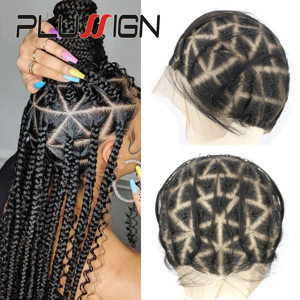 Cuffia per parrucca piena in pizzo ventilato per capelli intrecciati all'uncinetto Cuffia per parrucca intrecciata nera per realizzare parrucca afro senza colla Parrucca in pizzo Cornrow Cap