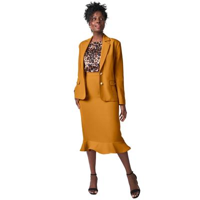 Plus Size Women's Peplum Skirt Suit by Jessica London in Rich Gold (Size 26)
