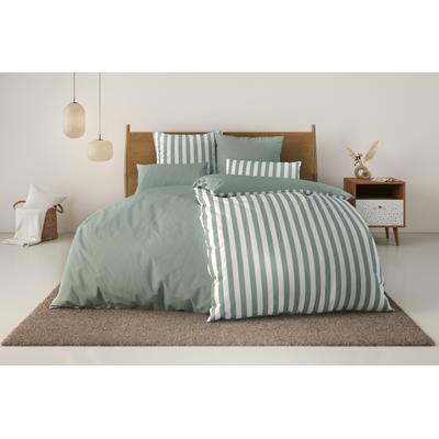 Wendebettwäsche ANDAS "Greta", grün (jade), B/L: 135cm x 200cm, , Renforcé, B/L: 80cm x 40cm, Renforcu00e9, Obermaterial: 100% Baumwolle, Bettwäsche, Bettwäsche mit Streifen in verschiedenen Qualitäten, ab 135x200 cm Image