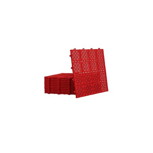 Fixkraft 11x Bodenfliese 1 m², Terrassenfliese Werkstattboden Rot