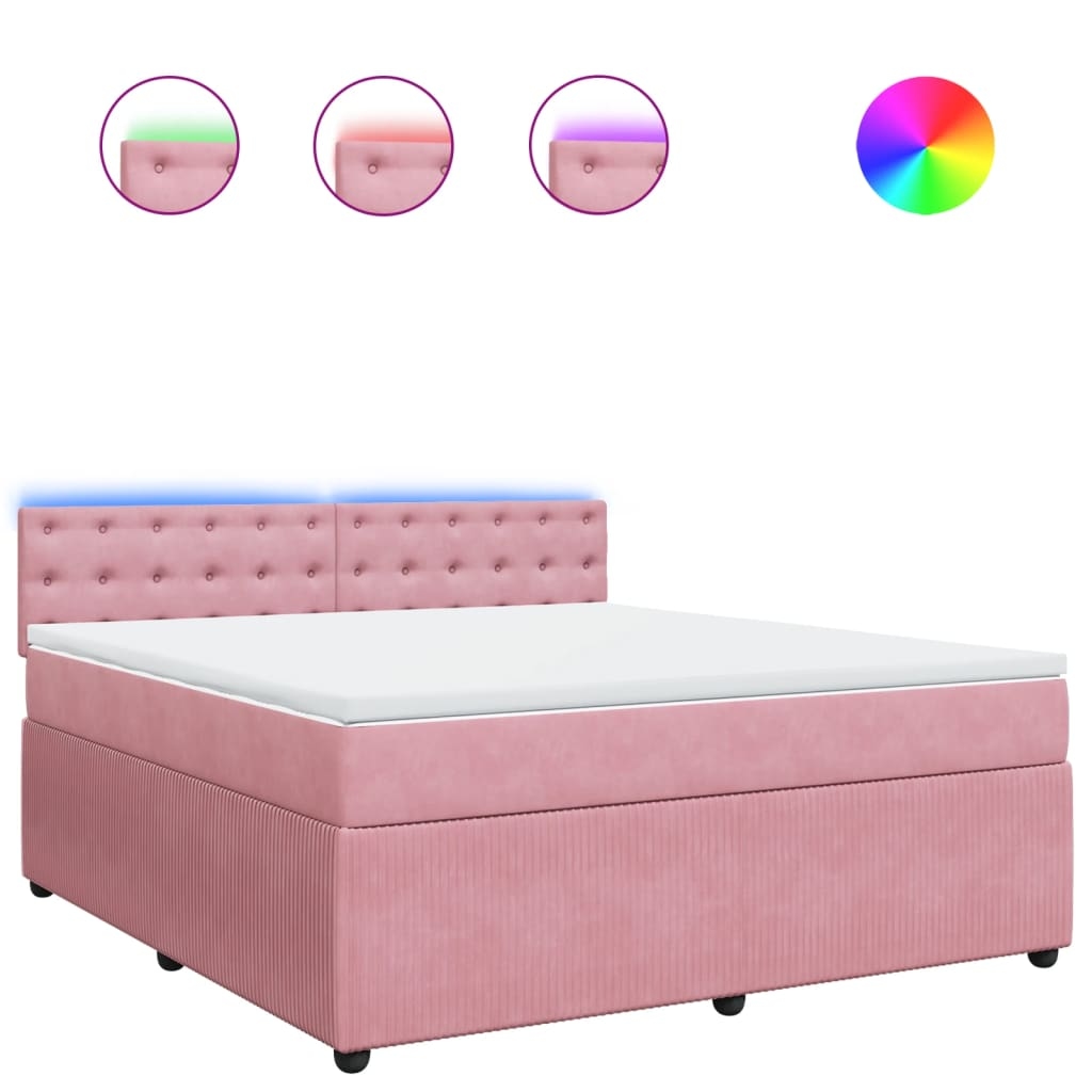 vidaXL Boxspringbett mit Matratze Rosa 180x200 cm Samt Image