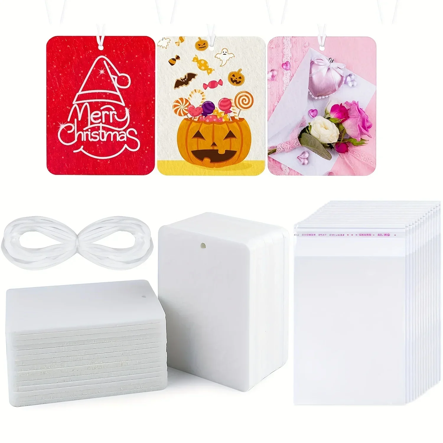 Sublimation Lufterfrischer Rohlinge Auto duftende Hängeblätter DIY Weihnachten duftende Blätter Seil für Auto Home Interior Decor Image