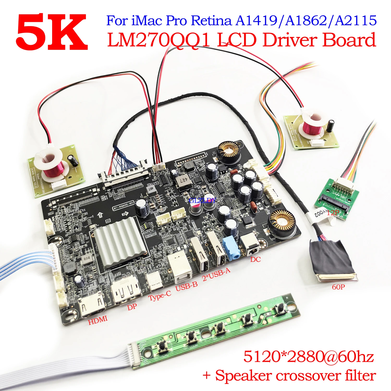 Für 27'' iMac 5120x2880@60Hz A1862 A2115 5K LCD-Controller DP Type-C Treiberplatine DIY Monitor+ Lautsprecher-Crossover Für LM270QQ1 Image
