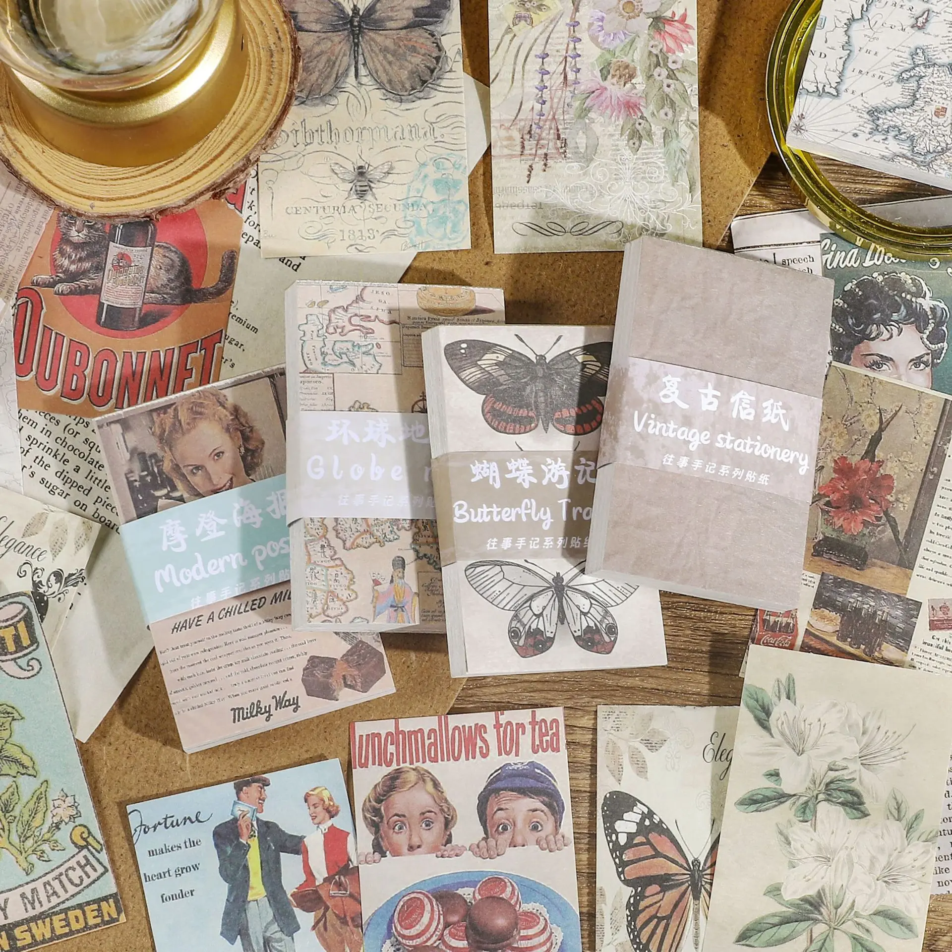 60 stücke Vintage Mini Material Papier Buch dekorative DIY Hand Konto Scrap booking Hintergrund Papier Junk Journal Lieferungen Image