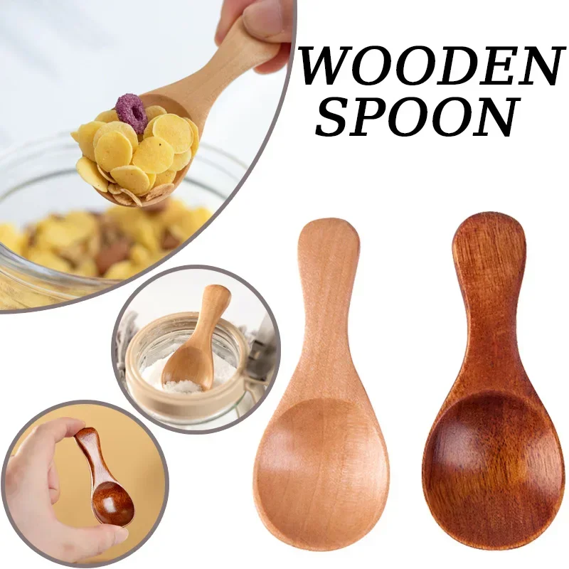 Mini Holz Löffel Kleine Küche Gewürz Gewürz Löffel Zucker Tee Kaffee Scoop Kurzen Griff Holz Kinder Löffel Küche Gadgets Image