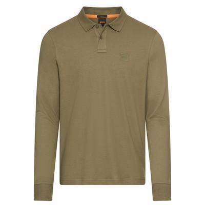 Poloshirt BOSS ORANGE "Passerby", Herren, Gr. XXL, open grün342, Jersey, Obermaterial: 95% Baumwolle, 5% Elasthan, casual, körpernah hüftbedeckend, hoch geschlossener Ausschnitt, Langarm eingesetzt elastischer Bund, Shirts, mit BOSS-Logobadge Image