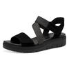Keilsandalette TAMARIS, Damen, Gr. 41, schwarz, Ziegenveloursleder, Textil, klassisch, Schuhe, Sommerschuh, Sandale, Plateauabsatz, mit Klettverschluss