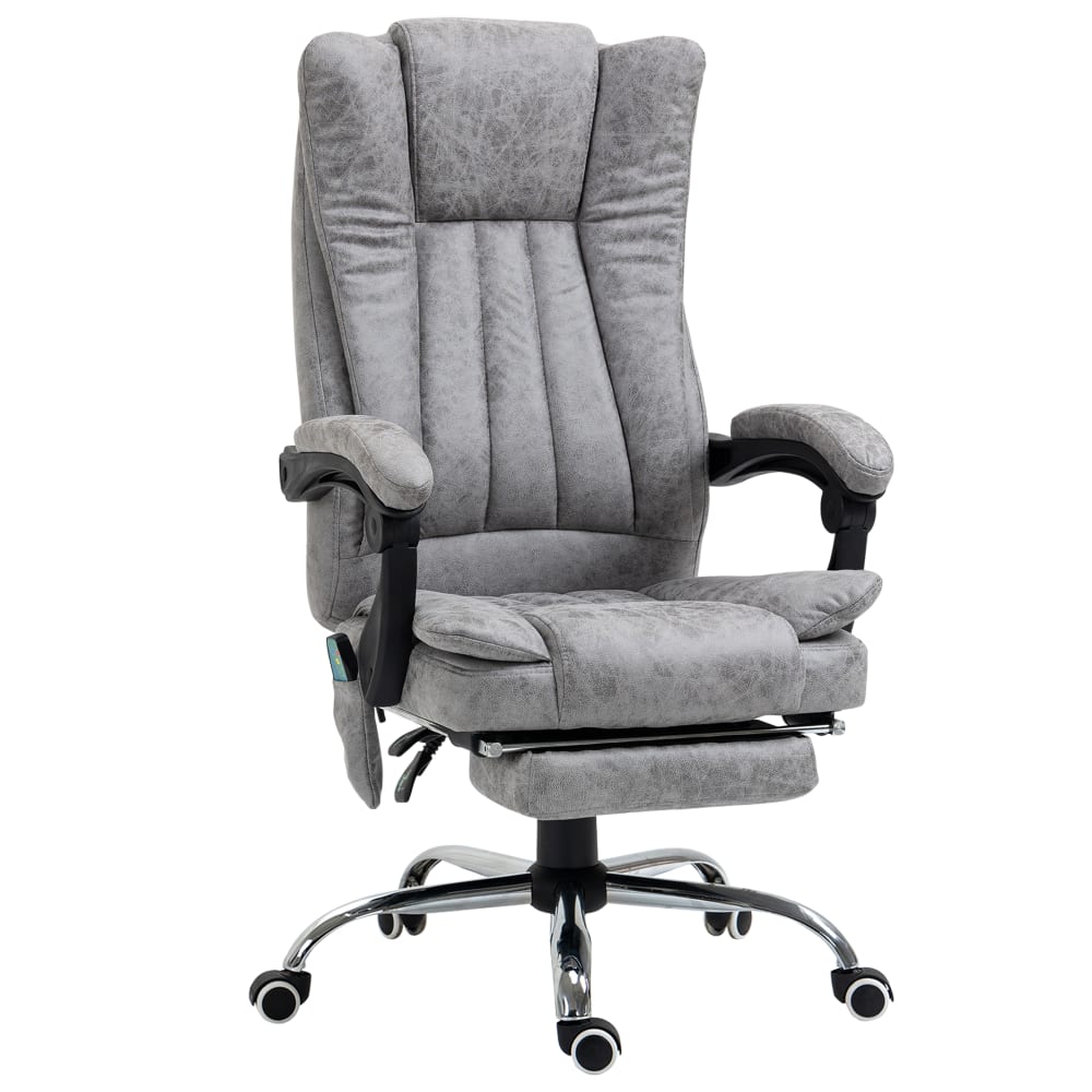 Fauteuil de bureau massant chauffant revêtement synthétique gris