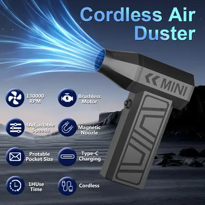 Violent fan Turbo Jet Fan 2025 New Electric Air Duster Portable Cleaning Blower Tool Car Blowing Snow Type-C Charging 130000 RPM