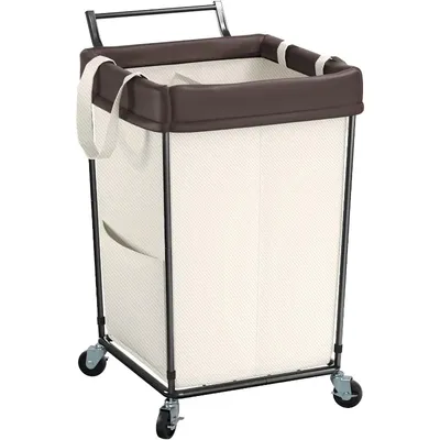 Laundry Basket with Wheels and Handle, 160L Large Rolling Laundry Basket 2 Section Laundry Hamper