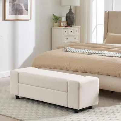 Storage Ottoman Bench,55 Inch End of Bed Linen Bench with Large Storage for Bedroom