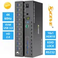 Switch KVM a 10 porte 4K @ 60Hz Simulazione EDID USB3.0 Switch KVM compatibile HDMI per 10 computer Condividi 1 monitor 4 dispositivi USB, RS232