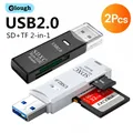 Elough 2 in 1 Lettore di schede USB 2.0 Lettore di schede di memoria Micro TF SD Adattatore USB Lettore di schede Flash Drive USB ad alta velocità per PC portatile