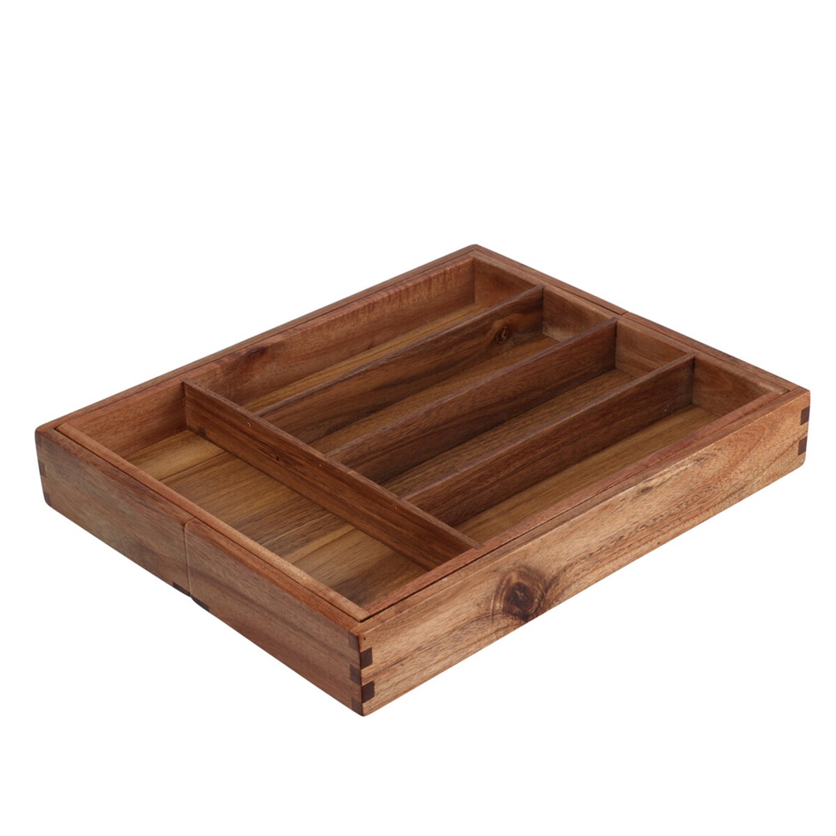 WellHome - Ausziehbarer Besteckkasten aus Akazienholz 34x28-45xH5cm Image