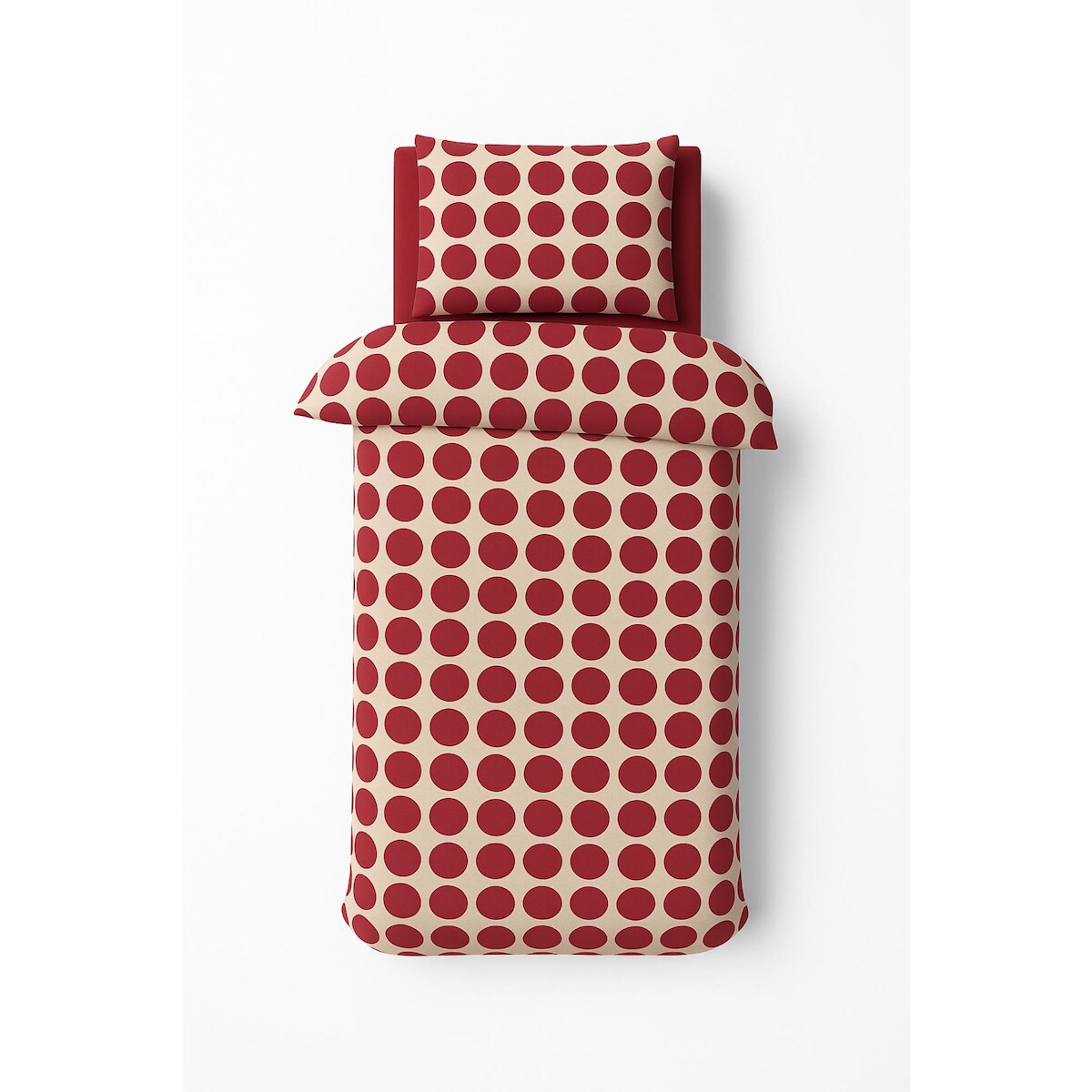 Benetton - 3-teiliges Einzelbett-Set (Bettbezug 155 x 220 cm, Spannbettlaken 90 x 200 cm und Kissenbezug 50 x 85 cm) 100 % Baumwolle, Rot Image