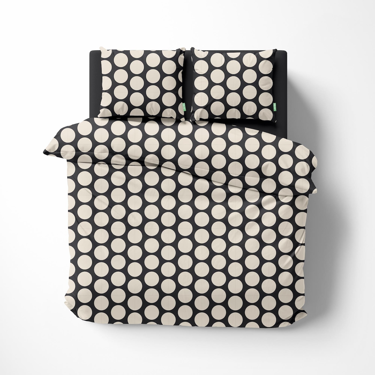 Benetton - 4-teiliges Doppelbett-Set (Bettbezug 220 x 220 cm, Spannbettlaken 160 x 200 cm und 2 Kissenbezüge 50 x 80 cm) 100 % schwarze Baumwolle Image