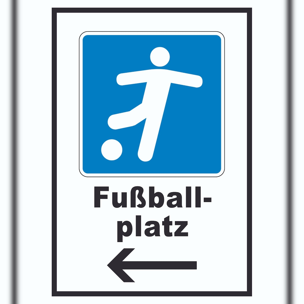HB-Druck Fußballplatz Schild mit Pfeil links A6 Rückseite selbstklebend Image