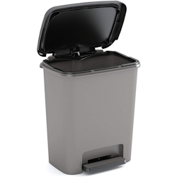Curver KIS Compatta Tret-Mülleimer 25L – Grau/Schwarz für Küche & Büro Image