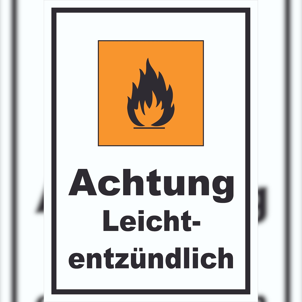 HB-Druck Schild Gefahrensymbol Leichtentzündlich Flamme hochkant A3 Rückseite selbstklebend Image