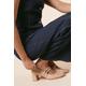 Oasis Womens Catalina Patent Double Mary Jane High Block Heeled Shoes - Beige - Size UK 3 | Oasis Sale | Discount Designer Brands