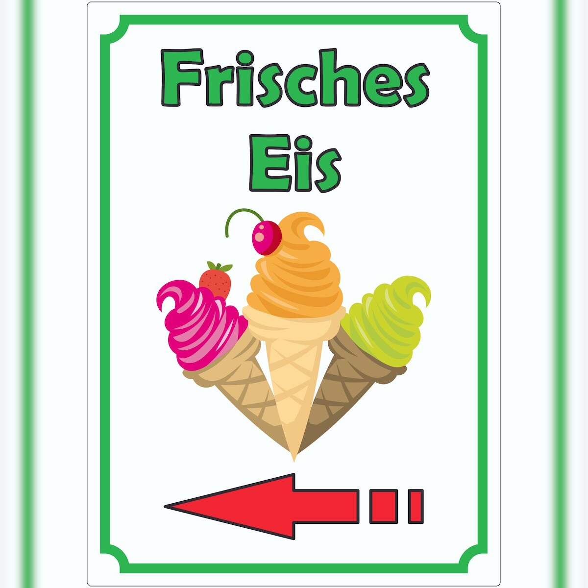 HB-Druck Frisches Eis Aufkleber Hochkant mit Pfeil links A9 (37x52mm) Image