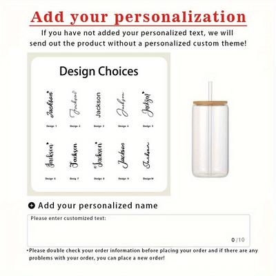 TEMU Personalized 16oz Glass Iced Coffee Cup With Lid & Straw - Design, Perfect Bridesmaid Gift For Home, Office, And Holiday Parties, Bridesmaid Proposal | Customized Drinkware | Durable Glass Image